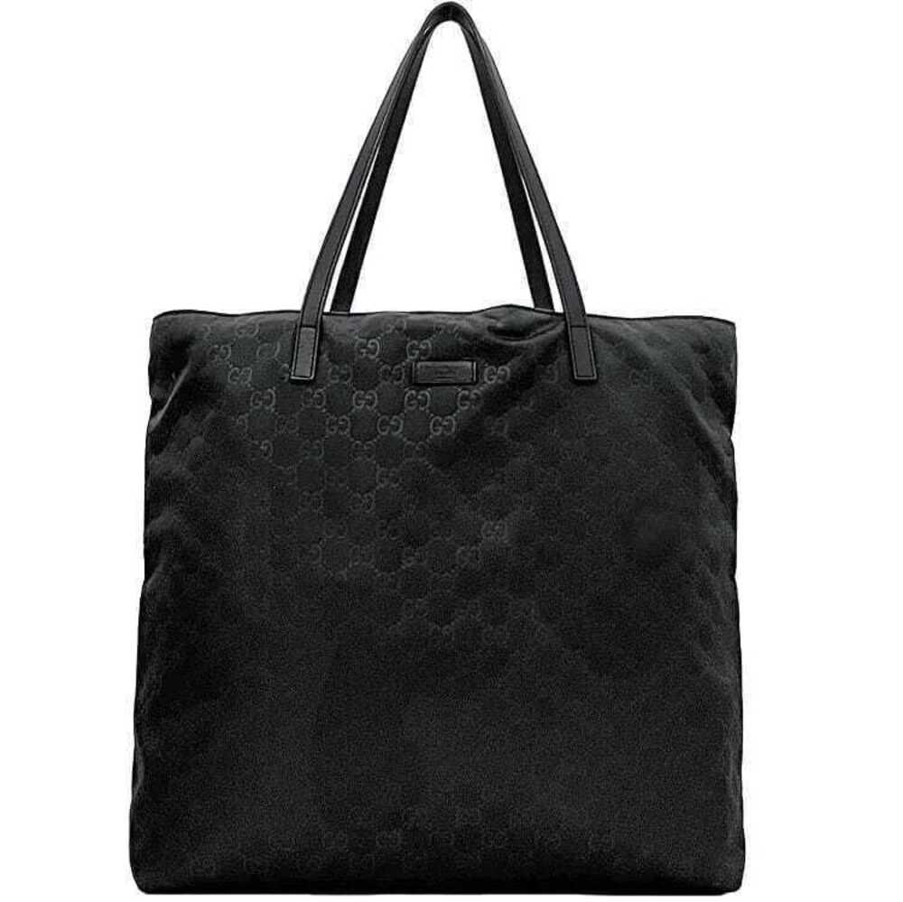 Gucci Tote Bag Black GG Leather Shoulder All over